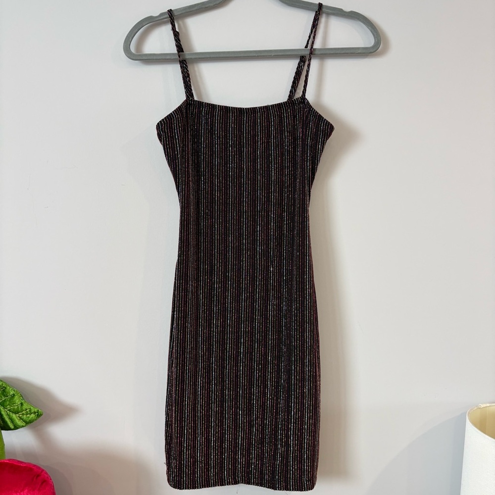 Sparkly Black Striped Bodycon Party/Event Dress